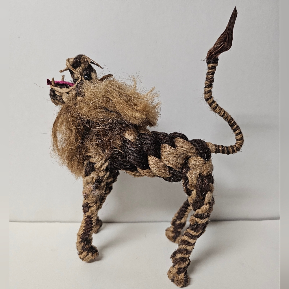 Vintage Lion in Natural Rope by Kay Bojesen & Jorgen Bloch, Denmark, 1960s